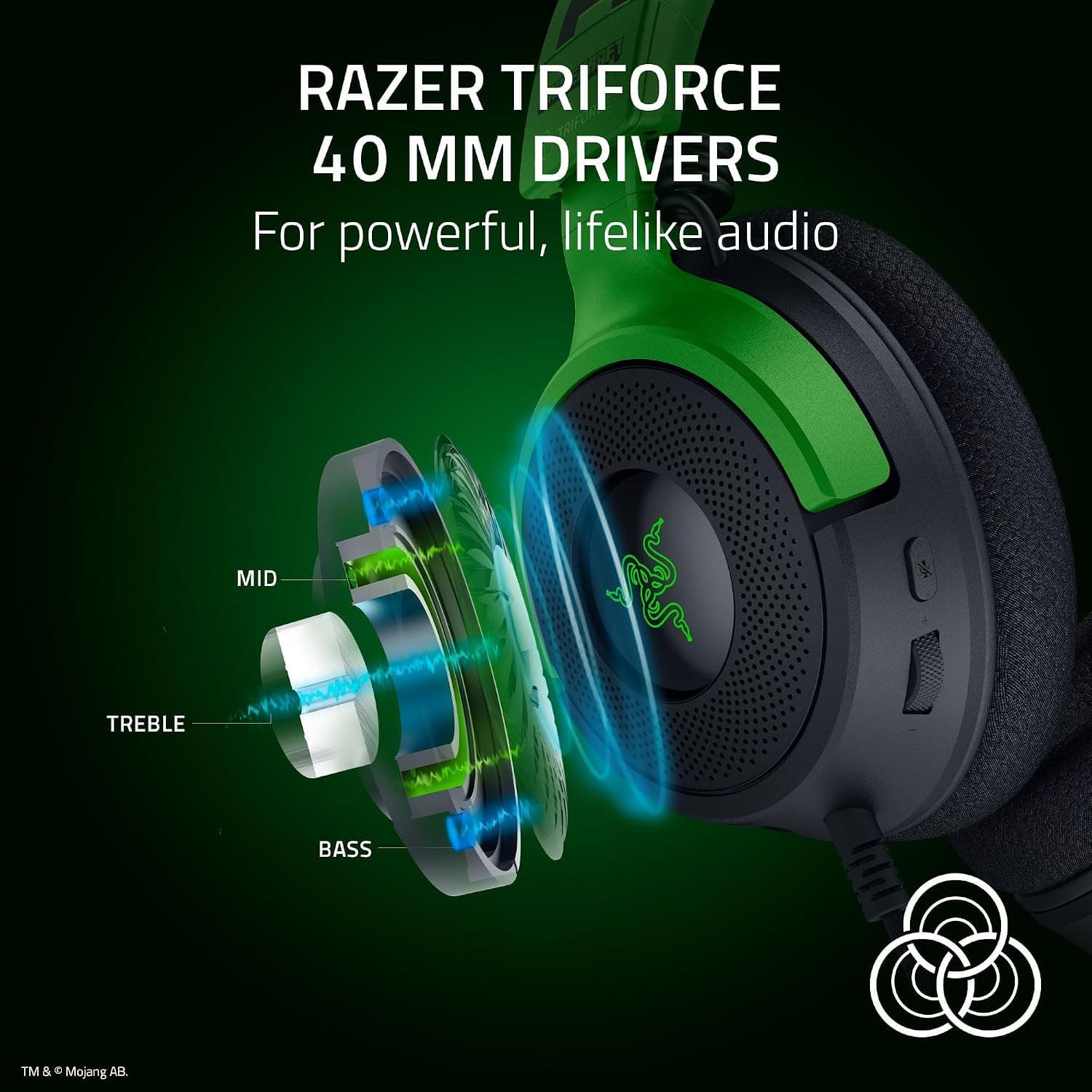 Razer Kraken V4 X Wired USB-C & Type A Gaming Headset, Minecraft Edition image 3