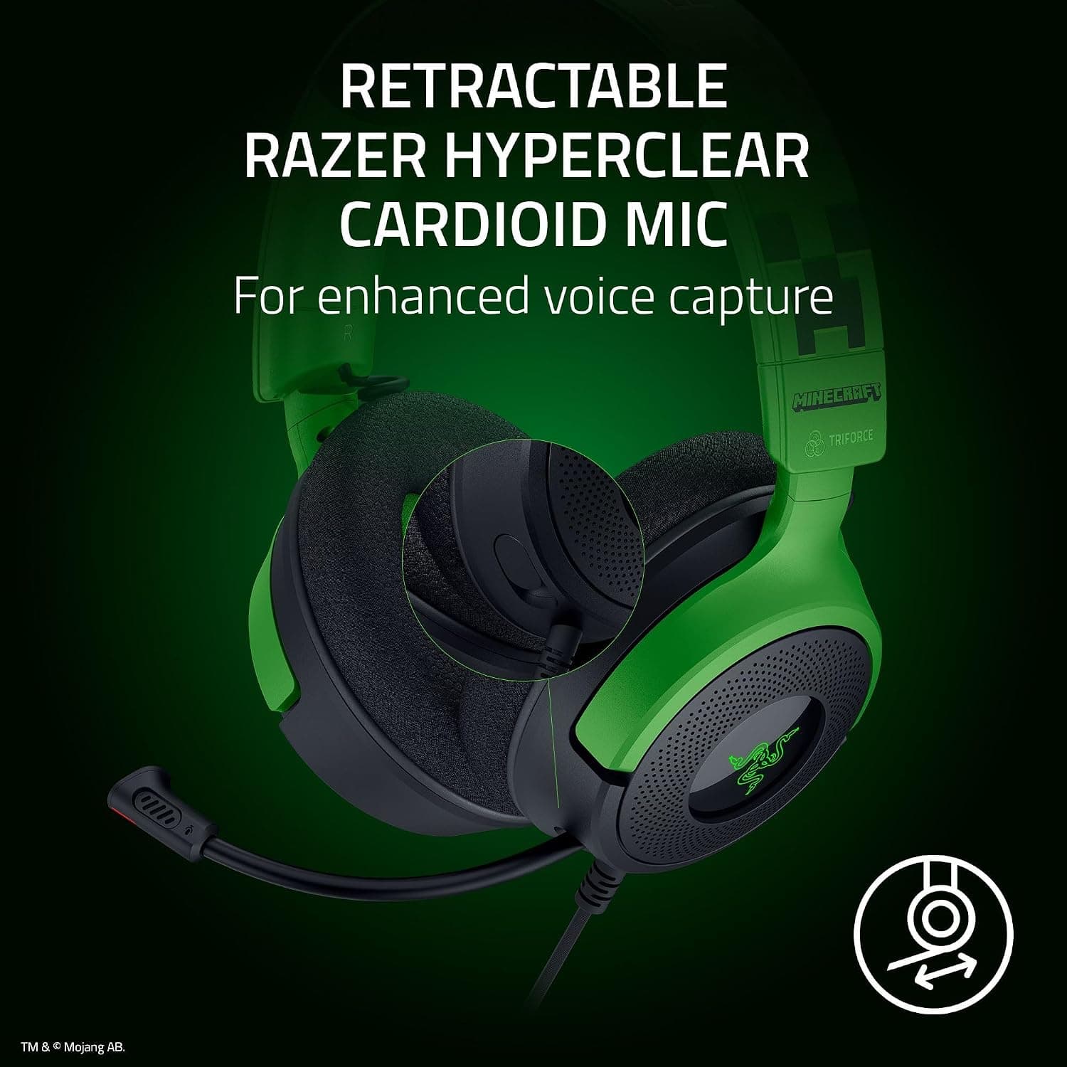 Razer Kraken V4 X Wired USB-C & Type A Gaming Headset, Minecraft Edition image 4